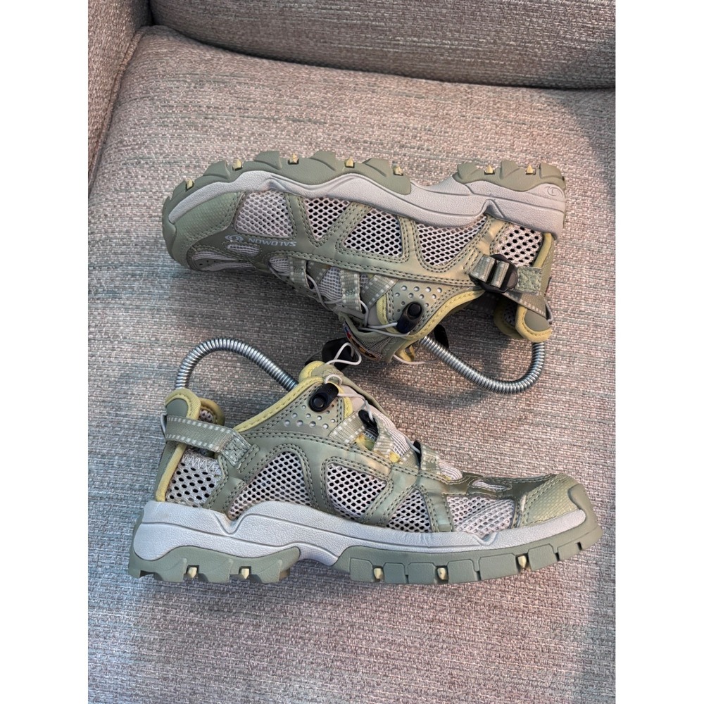 Salomon Techamphibian Water Hiking Shoes Green Grey Womens 6.5 419321 Vintage - Picture 7 of 10